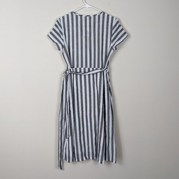 Pretty Garden Striped Button Up Lined Shirt Dress with Pockets and Belt - Picture 2 of 10